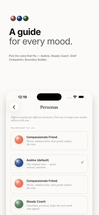 Personas — a friend, a coach, a quiet observer